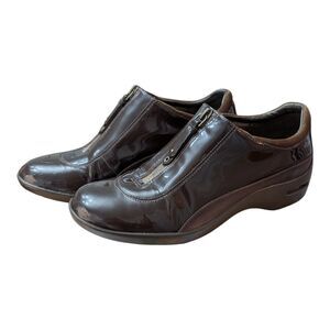 Cole Haan Air Luna Waterproof Shoes Women 7.5 Patent Leather Slip On Clog Brown
